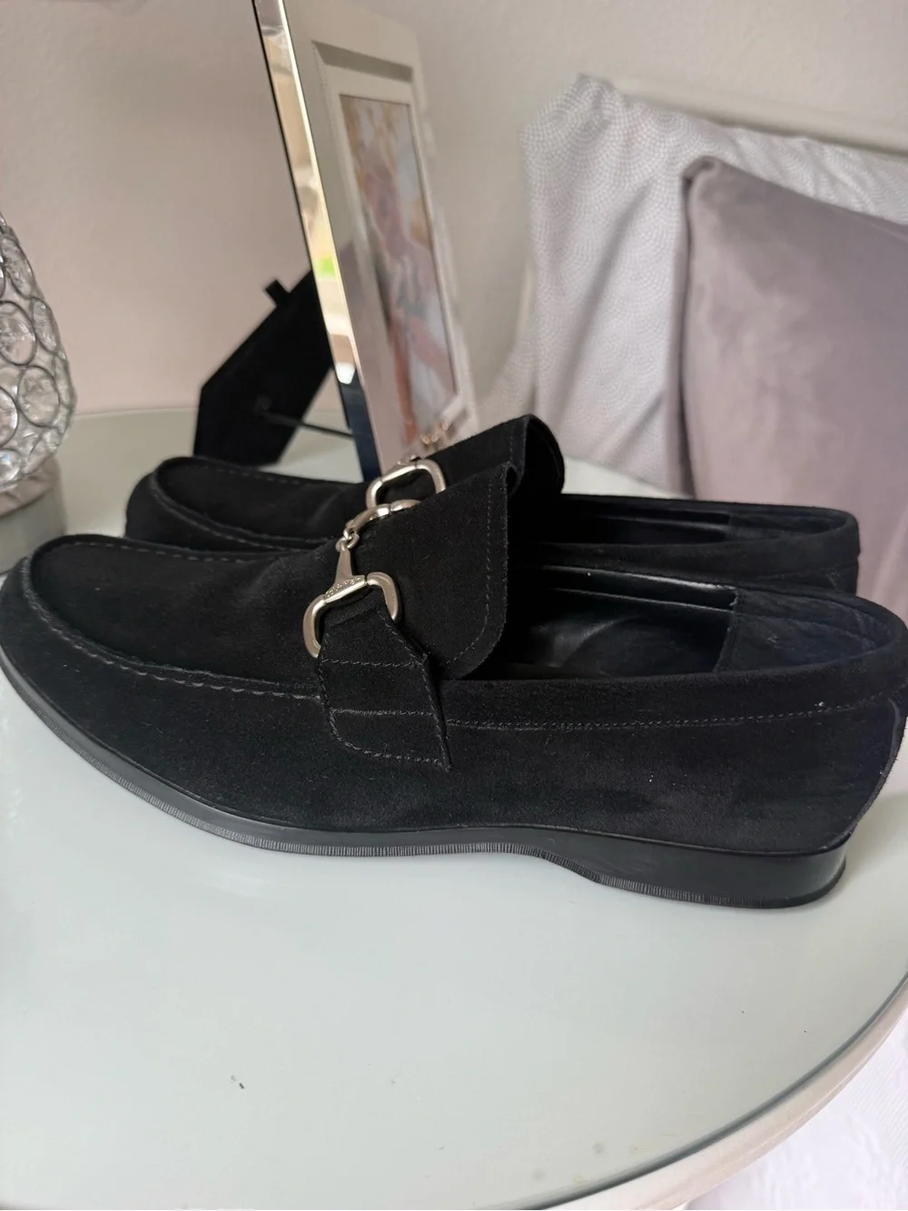 Calvin Klein Black Suede Bit-Detail Loafers